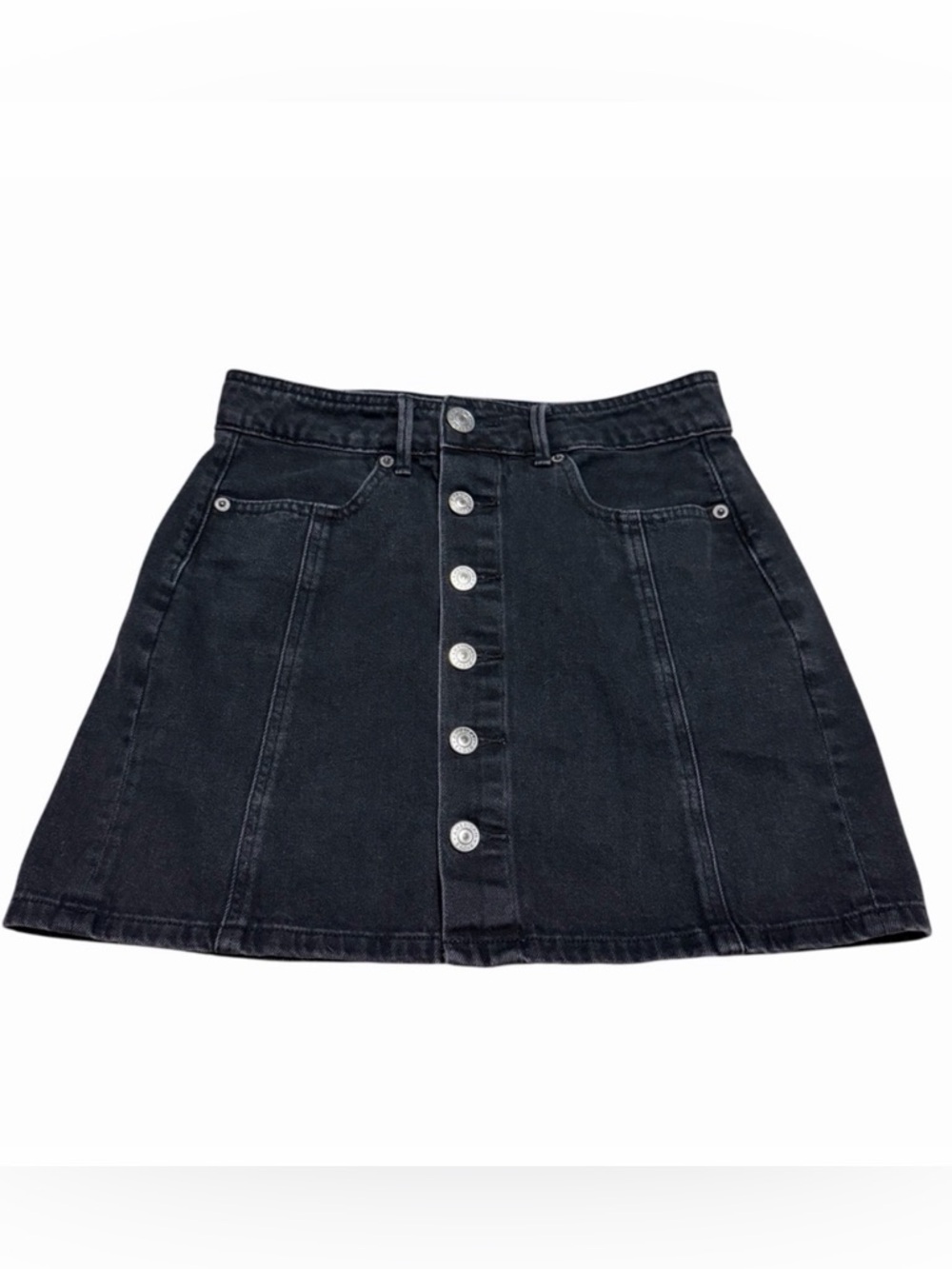 American Eagle Hi-Rise A-Line Black Denim Skirt | Size 2/4